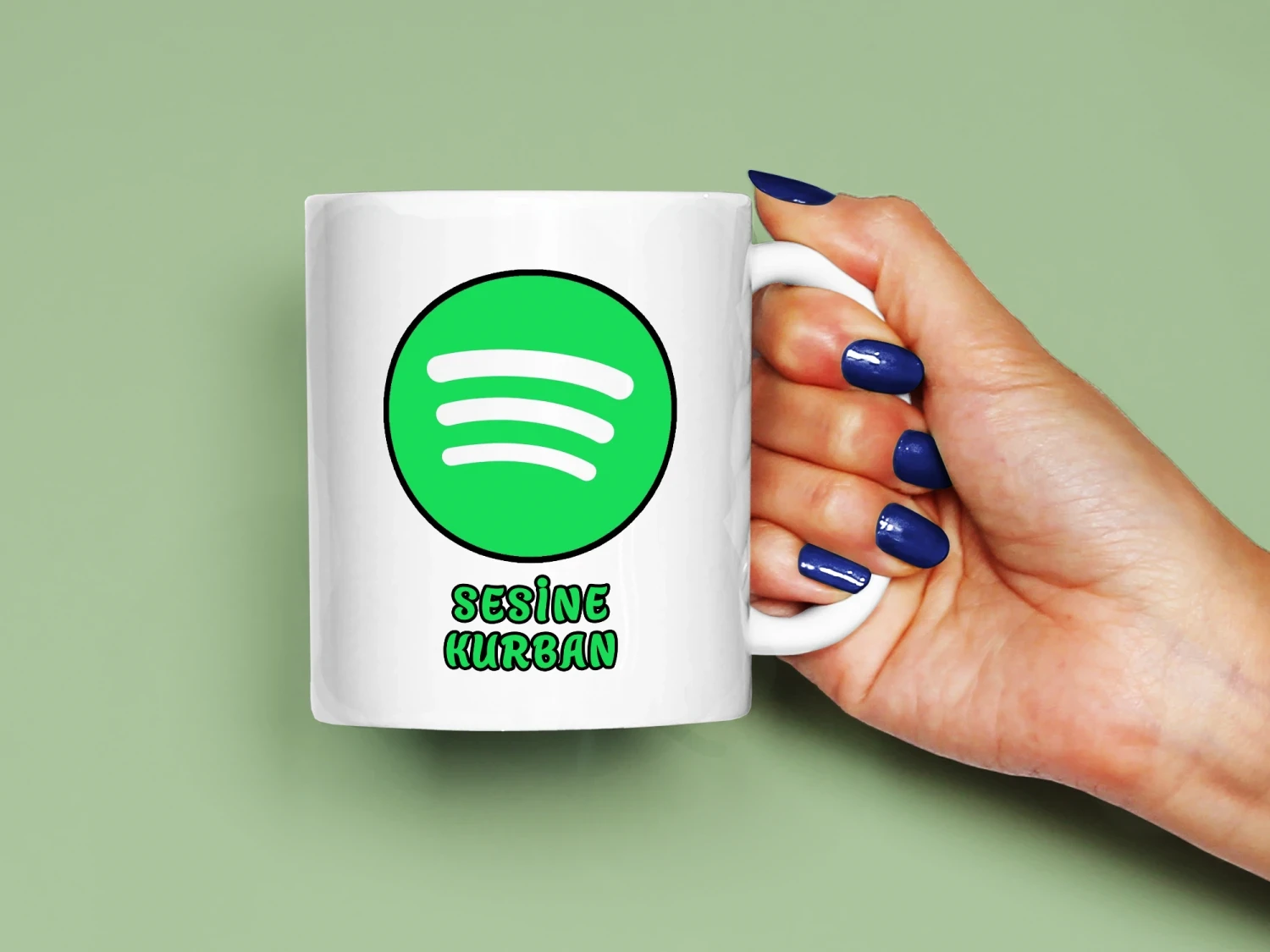 Sesine Kurban Yazılı Spotify Logo Baskılı Kupa, Kaliteli Baskı, Hediyelik Kupa, CupWorld