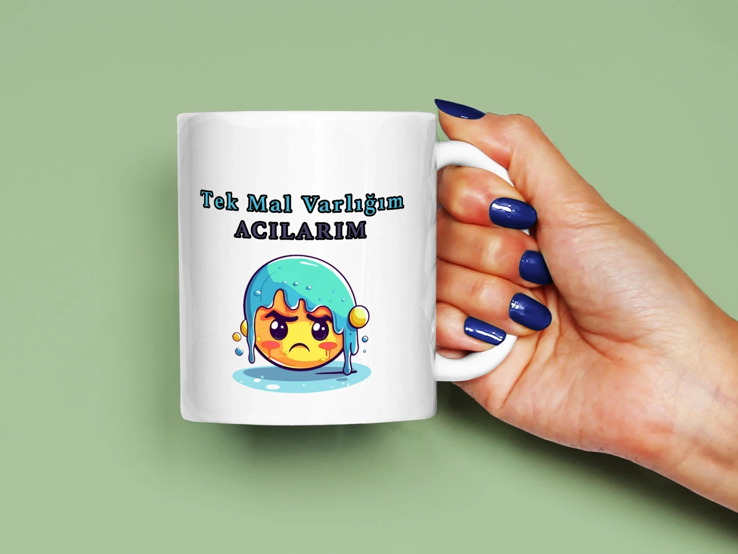 Tek Mal Varlığım Acılarım Komik Emoji Baskılı Kupa, Kaliteli Baskı, Hediyelik Kupa, CupWorld