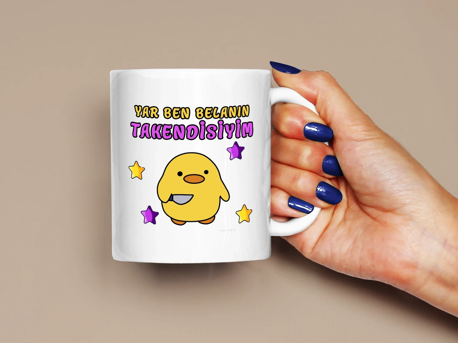 Yar Ben Belanın Takendisiyim Yazılı Civciv Baskılı Kupa, Kaliteli Baskı, Hediyelik Kupa, CupWorld
