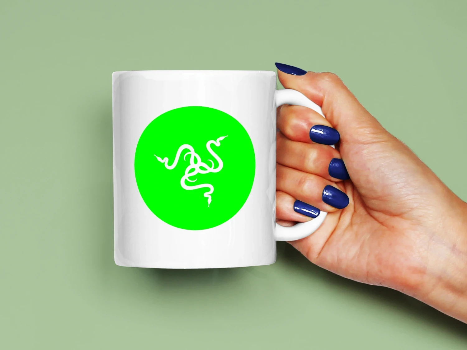 Yeşil Razer Logo Baskılı Kupa, Kaliteli Baskı, Hediyelik Kupa, CupWorld