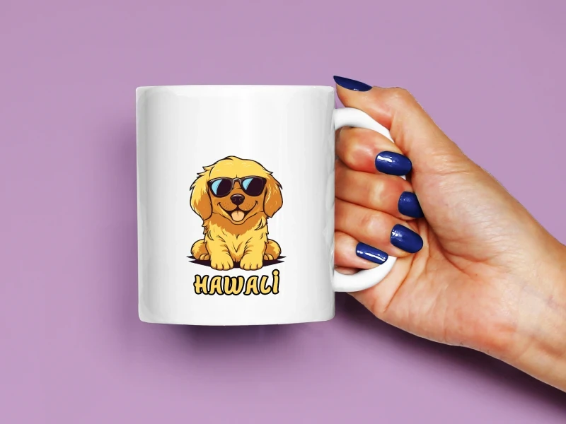 Hawali Yazılı Köpek Baskılı Kupa, Kaliteli Baskı, Hediyelik Kupa, CupWorld