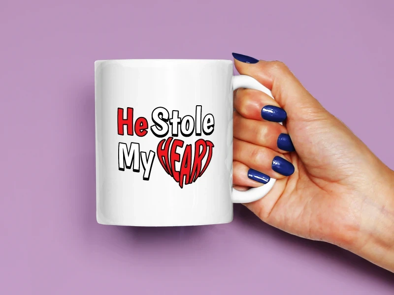 He Stole My Heart Yazılı Baskılı Kupa, Kaliteli Baskı, Hediyelik Kupa, CupWorld

