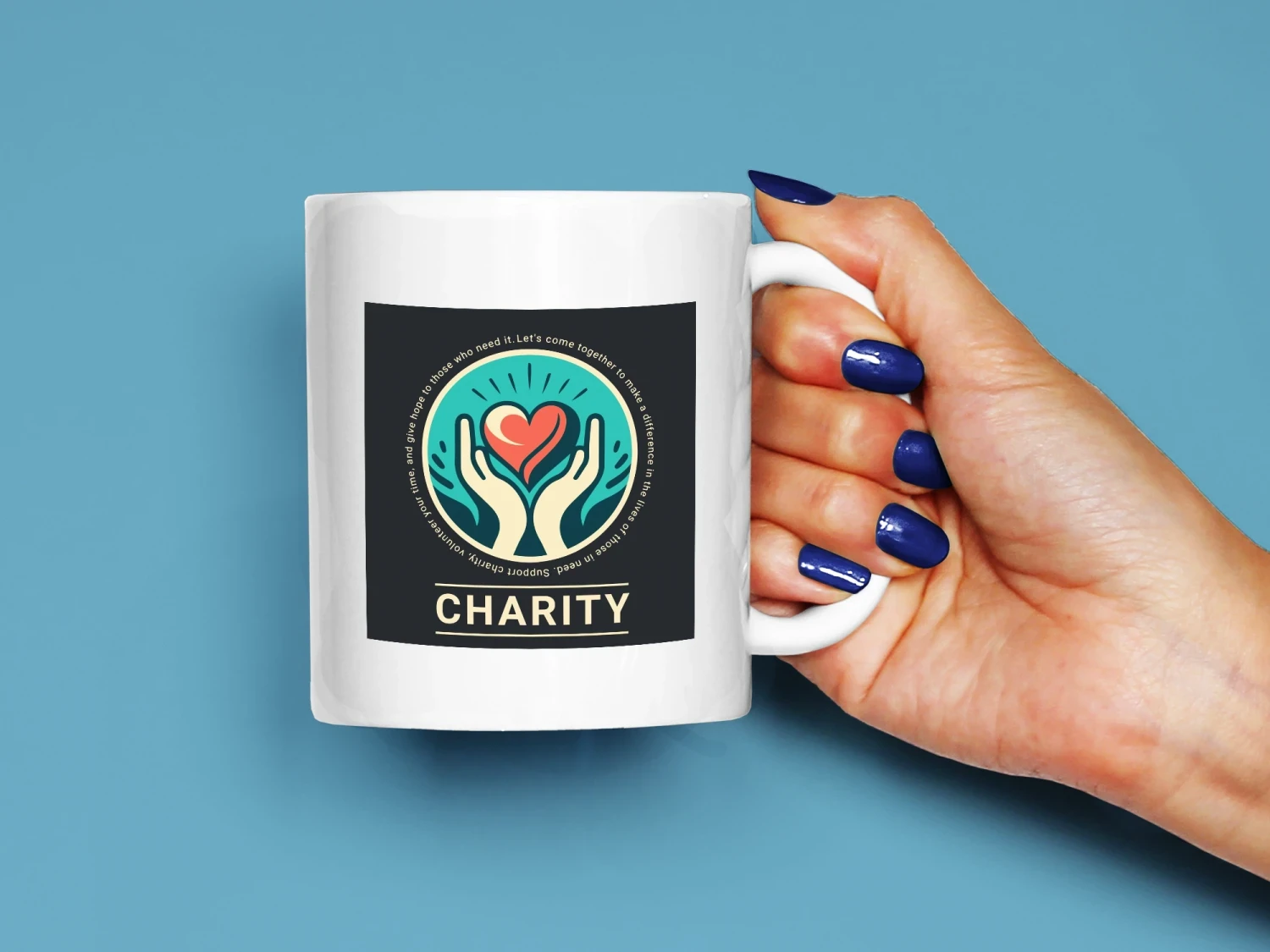 İngilizce Charity Yazı ve Görsel Baskılı Kupa, Kaliteli Baskı, Hediyelik Kupa, CupWorld