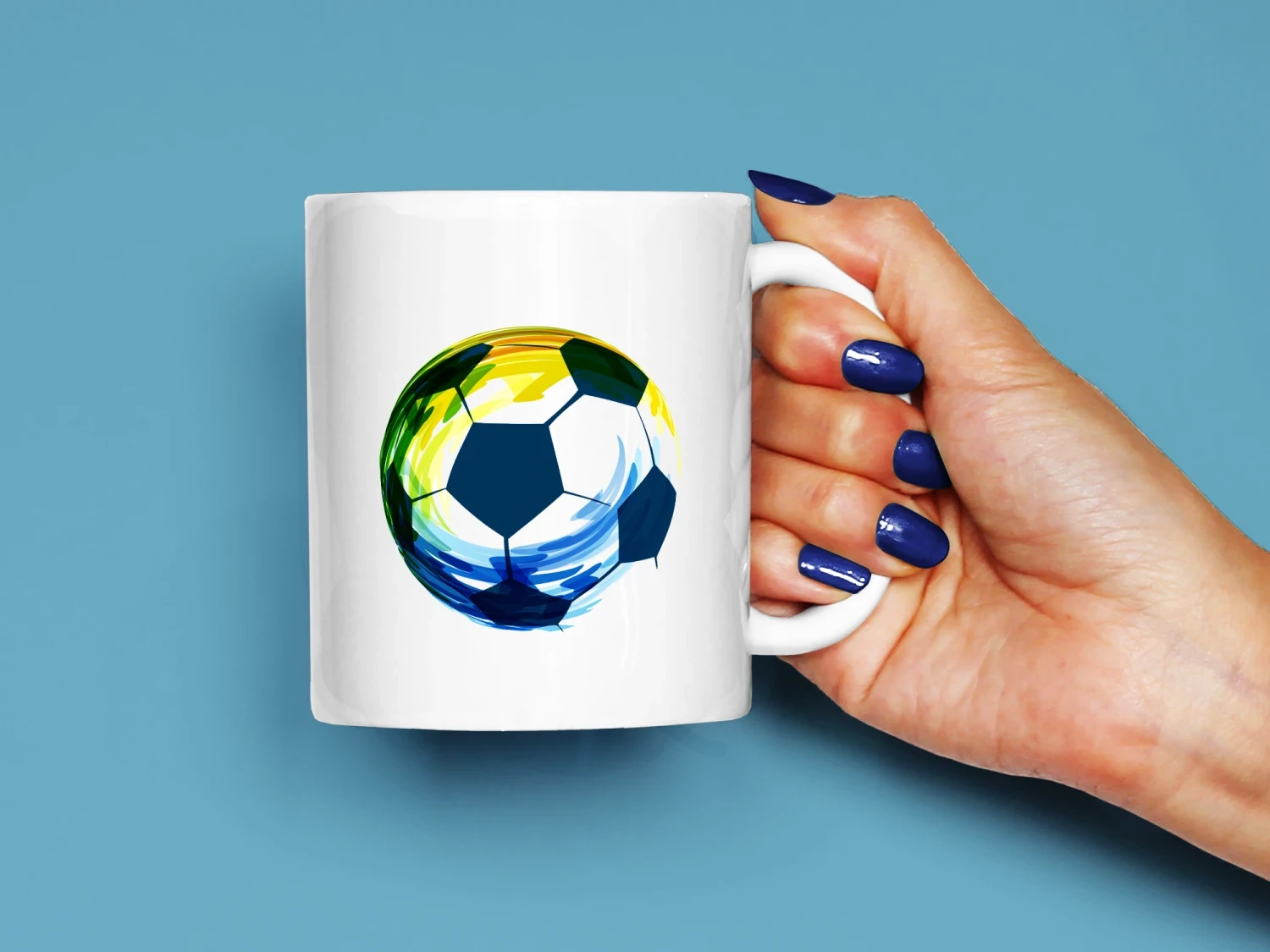 Renkli Futbol Topu Baskılı Kupa, Kaliteli Baskı, Hediyelik Kupa, CupWorld