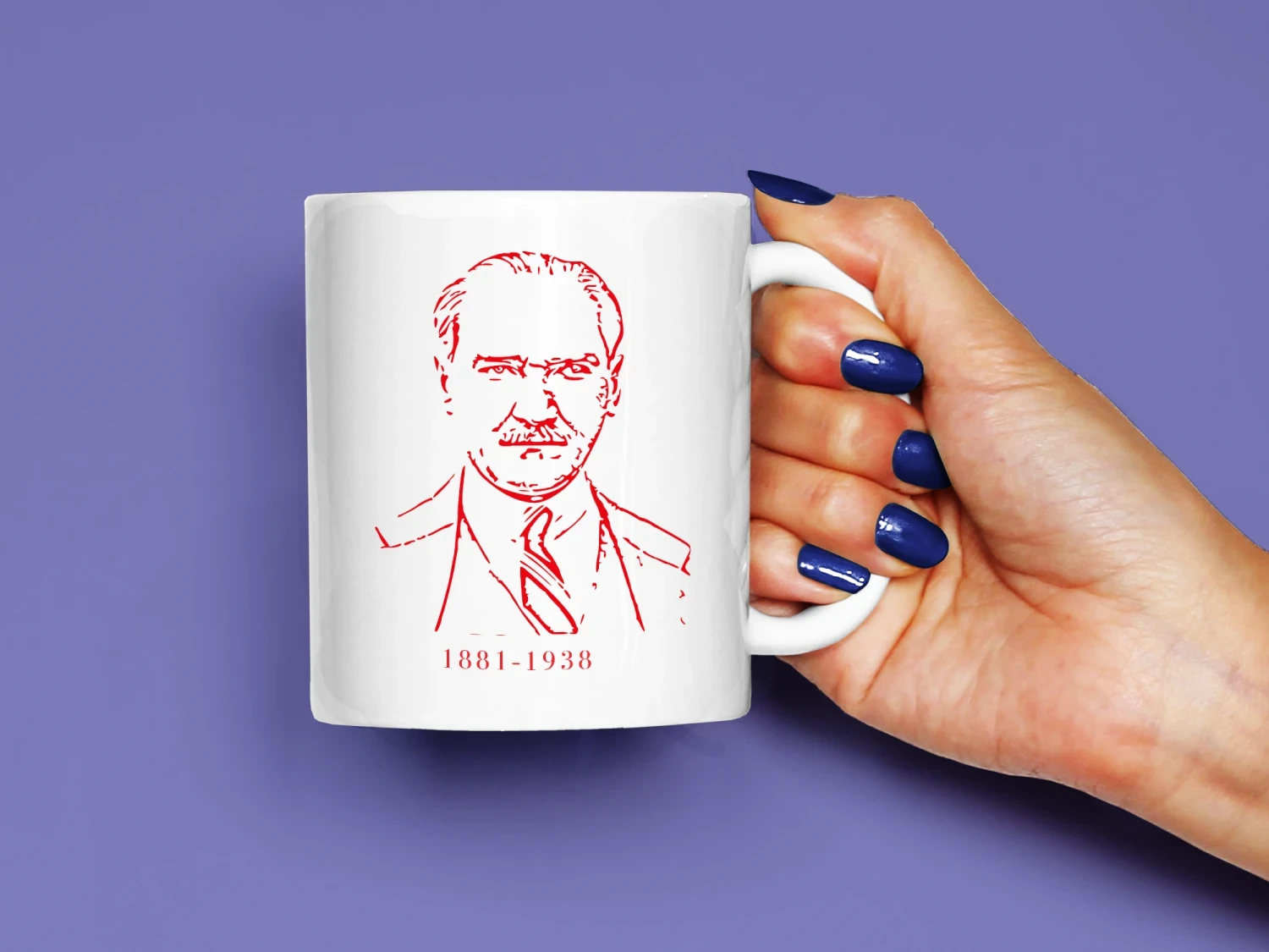 Çizgisel Mustafa Kemal Atatürk Baskılı Kupa, Kaliteli Baskı, Hediyelik Kupa, CupWorld