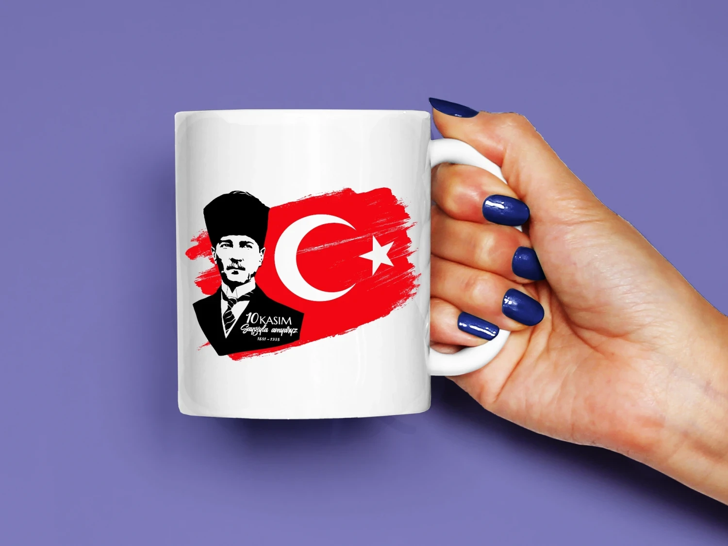 Mustafa Kemal Atatürk 10 Kasım Baskılı Kupa, Kaliteli Baskı, Hediyelik Kupa, CupWorld